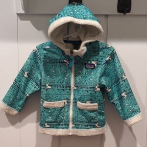 Patagonia Green/Turquoise Hooded Fleece Jacket